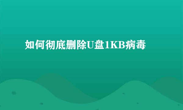 如何彻底删除U盘1KB病毒