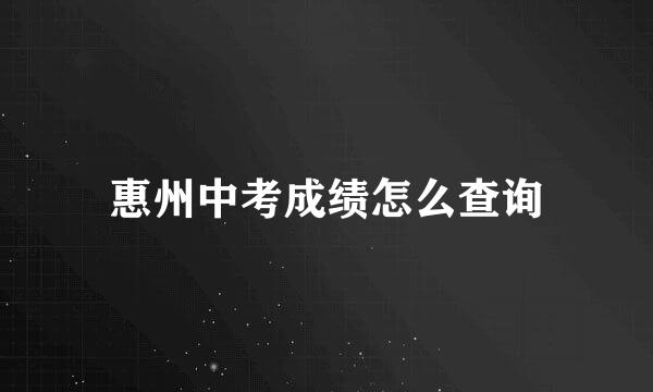 惠州中考成绩怎么查询