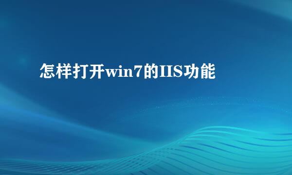 怎样打开win7的IIS功能