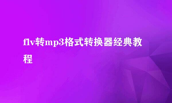 flv转mp3格式转换器经典教程