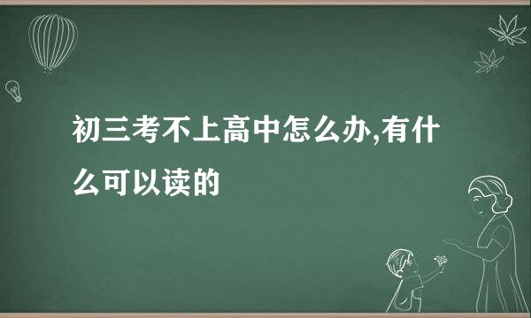 初三考不上高中怎么办,有什么可以读的