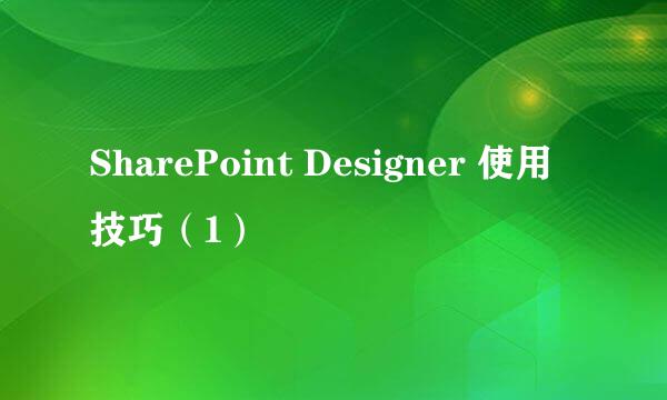 SharePoint Designer 使用技巧（1）