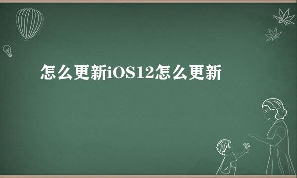 怎么更新iOS12怎么更新