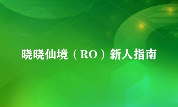 晓晓仙境（RO）新人指南