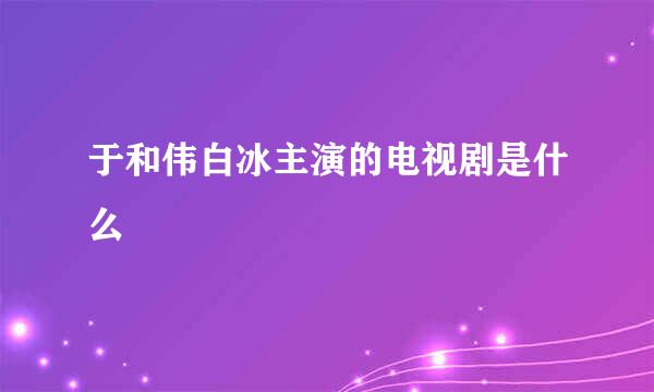 于和伟白冰主演的电视剧是什么