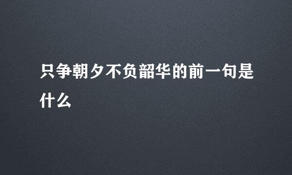 只争朝夕不负韶华的前一句是什么