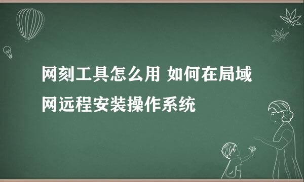 网刻工具怎么用 如何在局域网远程安装操作系统