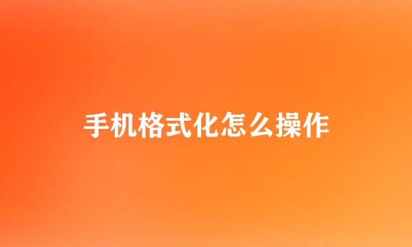 手机格式化怎么操作