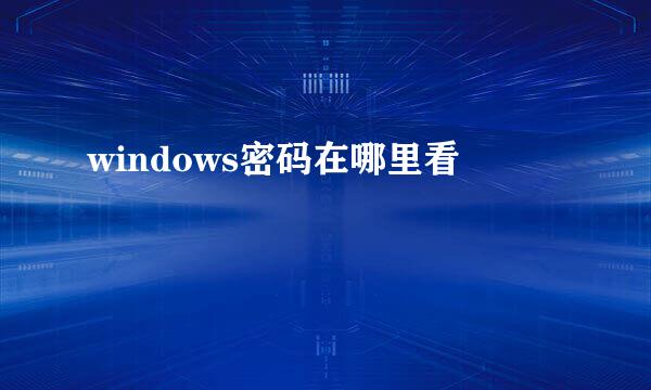 windows密码在哪里看