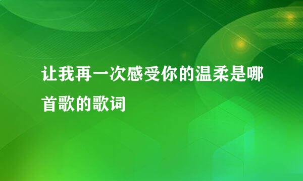 让我再一次感受你的温柔是哪首歌的歌词