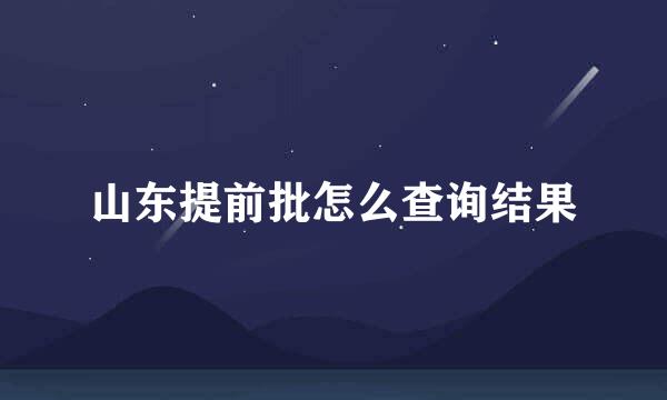 山东提前批怎么查询结果