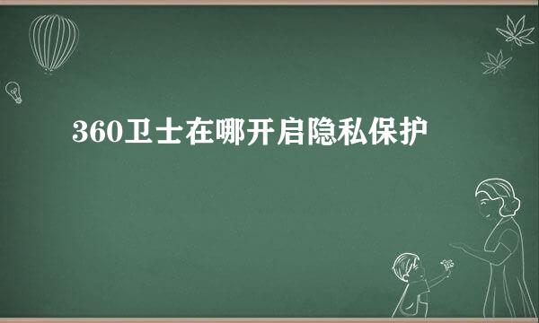 360卫士在哪开启隐私保护