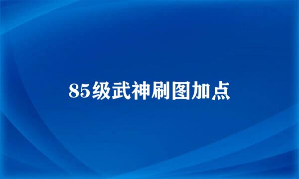 85级武神刷图加点