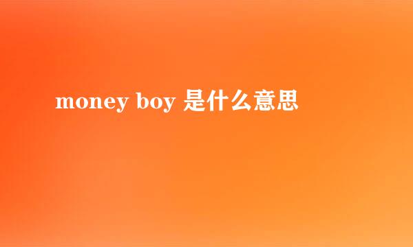 money boy 是什么意思