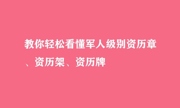 教你轻松看懂军人级别资历章、资历架、资历牌