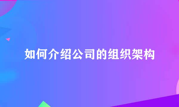 如何介绍公司的组织架构