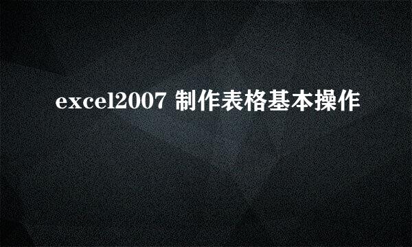 excel2007 制作表格基本操作