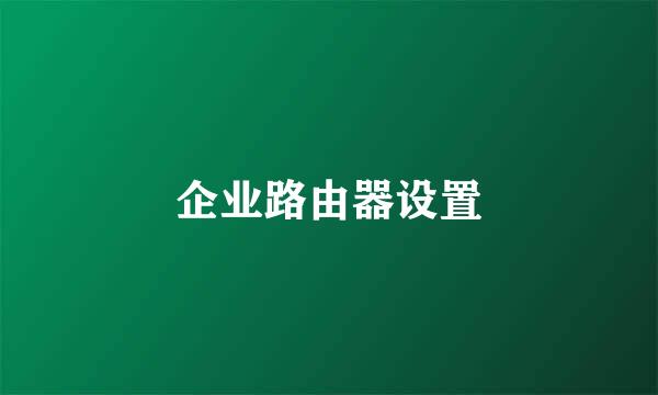 企业路由器设置