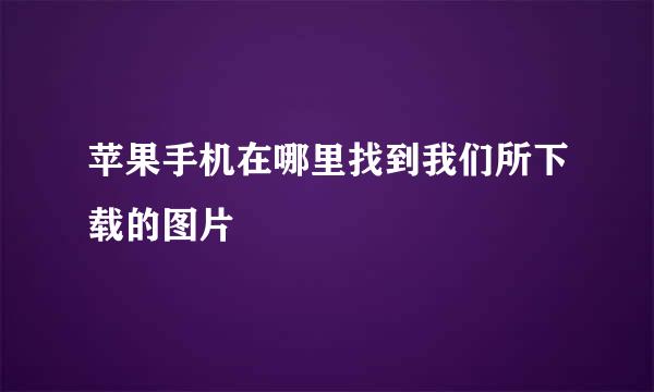 苹果手机在哪里找到我们所下载的图片