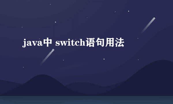 java中 switch语句用法