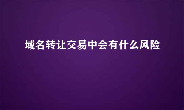 域名转让交易中会有什么风险