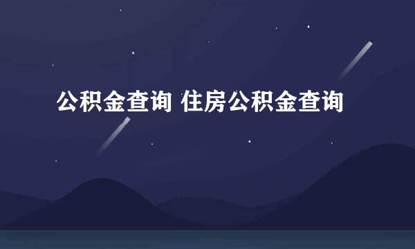 公积金查询 住房公积金查询