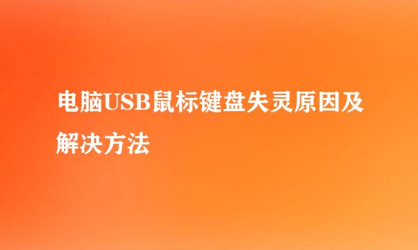 电脑USB鼠标键盘失灵原因及解决方法