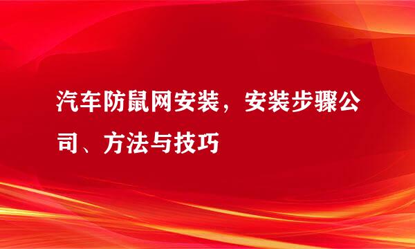 汽车防鼠网安装，安装步骤公司、方法与技巧