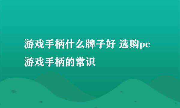 游戏手柄什么牌子好 选购pc游戏手柄的常识