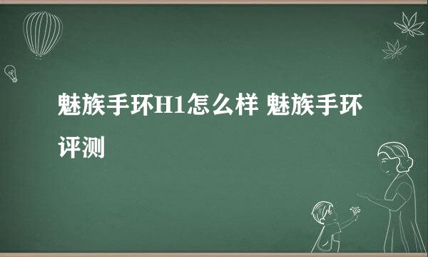 魅族手环H1怎么样 魅族手环评测