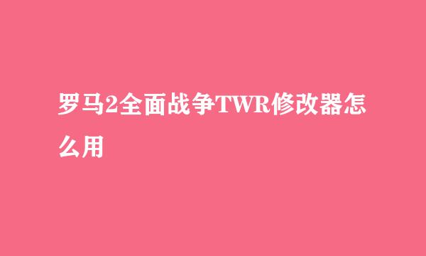 罗马2全面战争TWR修改器怎么用