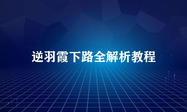 逆羽霞下路全解析教程