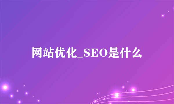 网站优化_SEO是什么