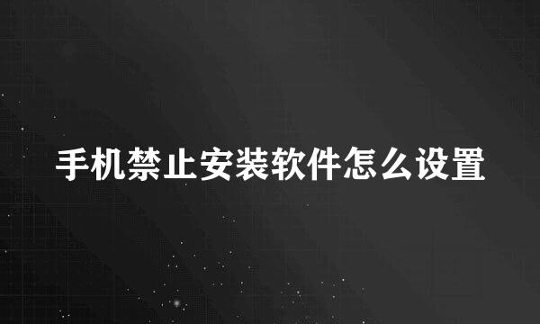 手机禁止安装软件怎么设置