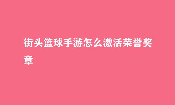 街头篮球手游怎么激活荣誉奖章