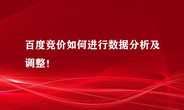 百度竞价如何进行数据分析及调整！