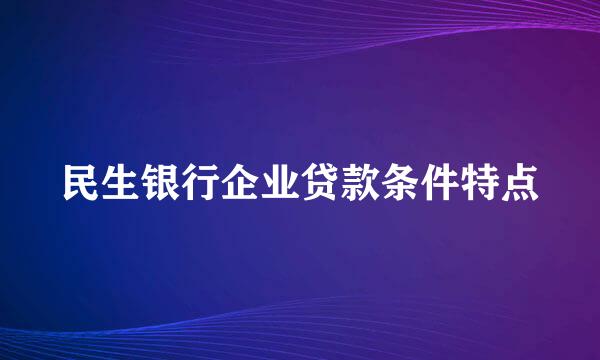 民生银行企业贷款条件特点