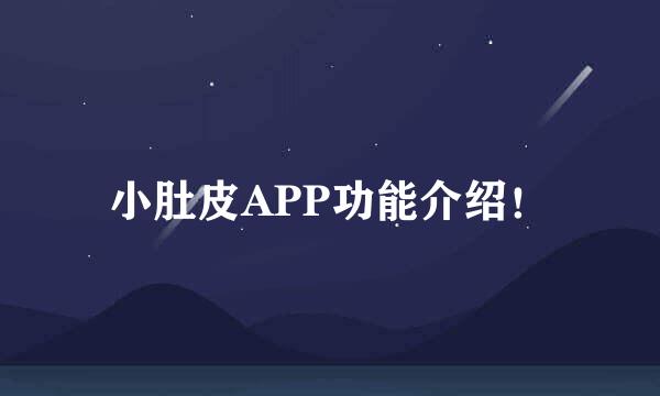 小肚皮APP功能介绍！