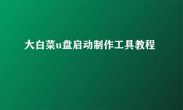 大白菜u盘启动制作工具教程