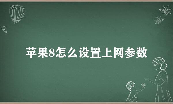 苹果8怎么设置上网参数