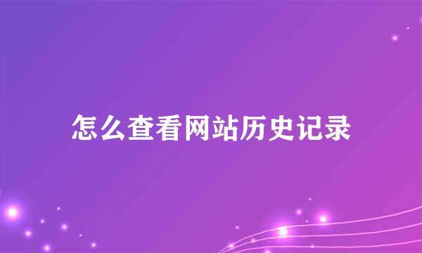 怎么查看网站历史记录