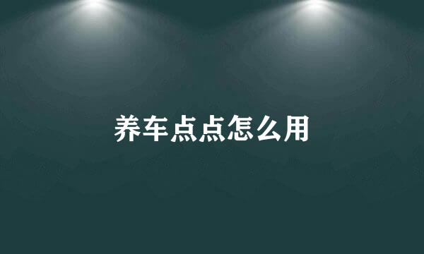 养车点点怎么用