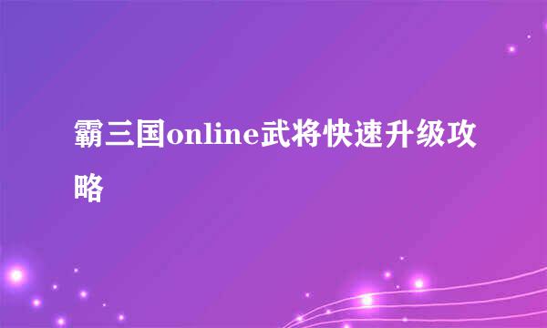 霸三国online武将快速升级攻略