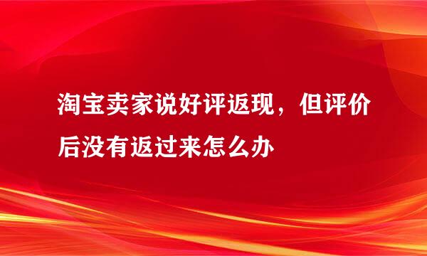 淘宝卖家说好评返现，但评价后没有返过来怎么办