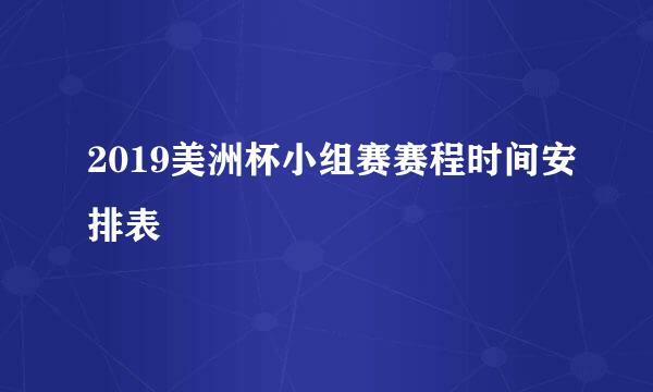 2019美洲杯小组赛赛程时间安排表