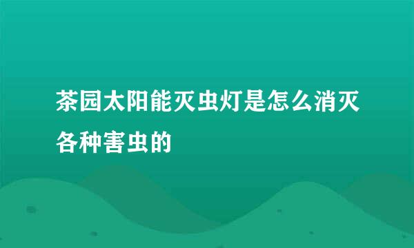 茶园太阳能灭虫灯是怎么消灭各种害虫的