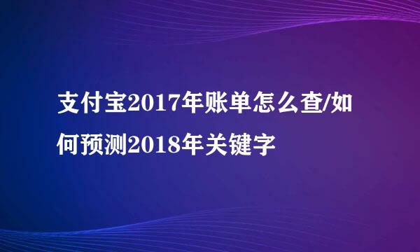 支付宝2017年账单怎么查/如何预测2018年关键字