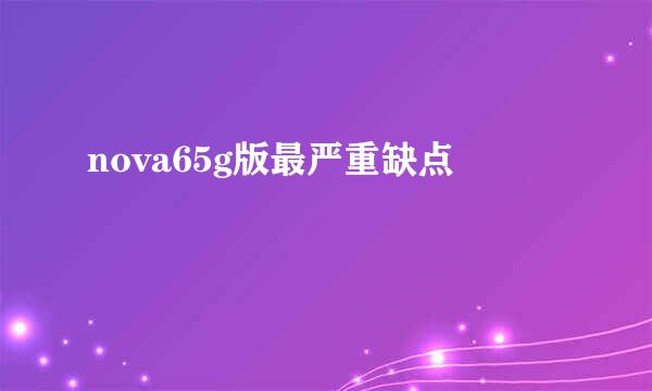 nova65g版最严重缺点