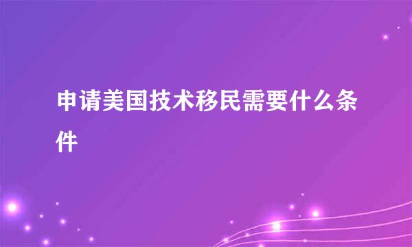 申请美国技术移民需要什么条件