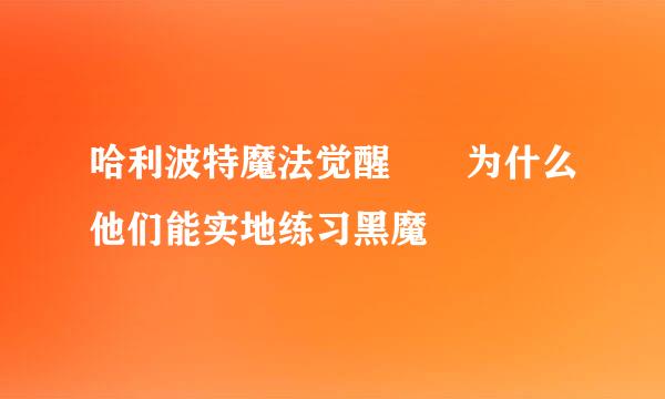 哈利波特魔法觉醒​​为什么他们能实地练习黑魔